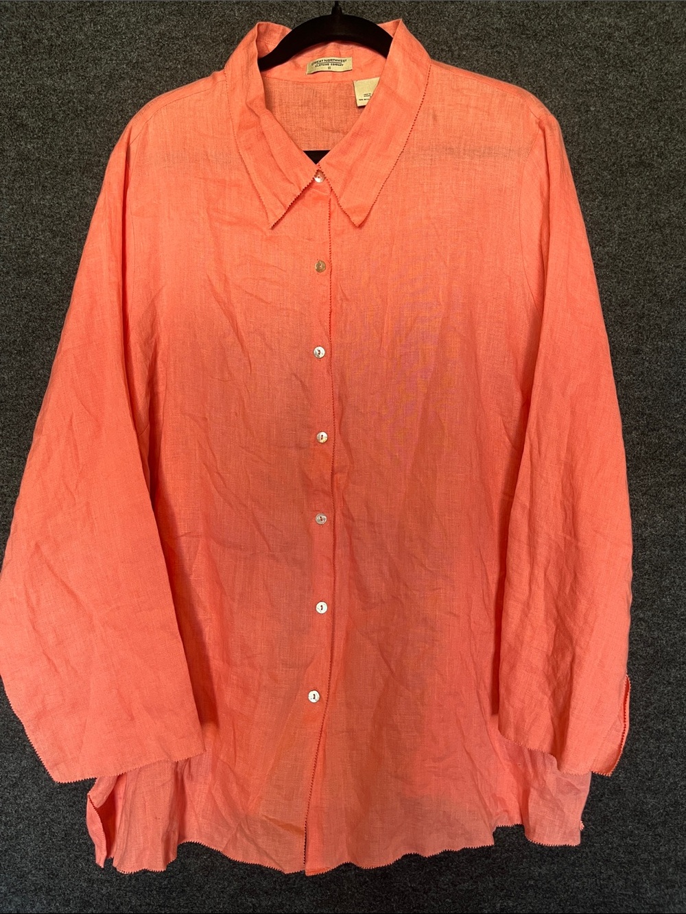 Great Northwest Clothing Company Coral Button-Down Linen Shirt